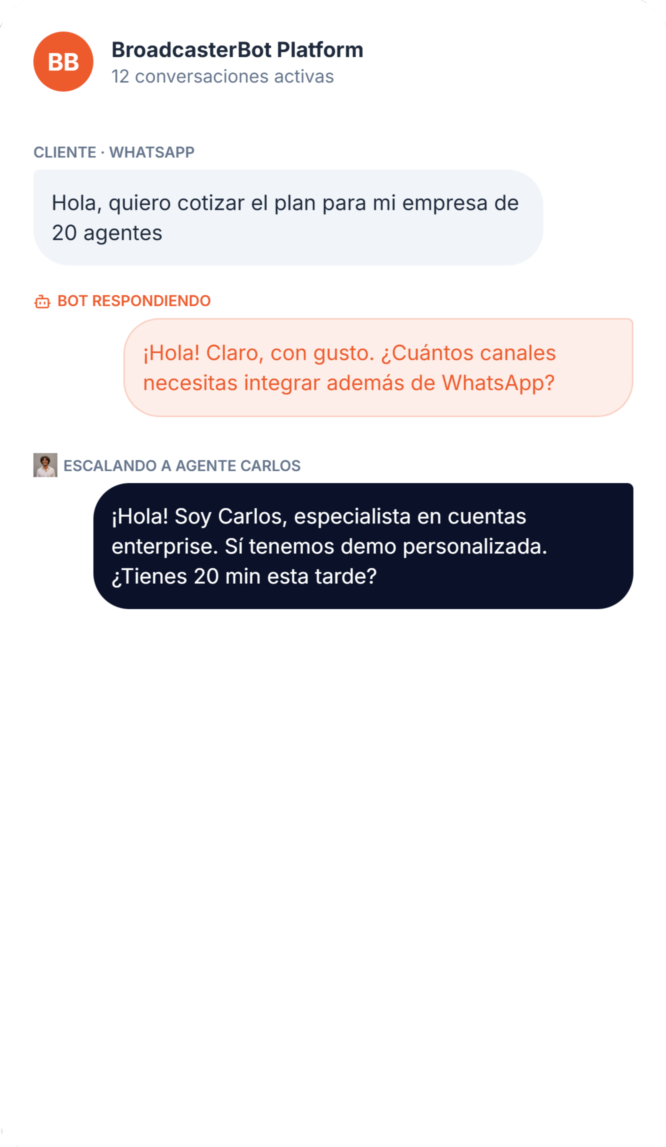 BroadcasterBot - Vista de la plataforma